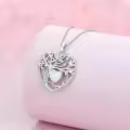 TOUPOP Sterling Silver Opal Tree Of Life Pendant Necklace-0-4