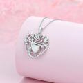 TOUPOP Sterling Silver Opal Tree Of Life Pendant Necklace-0-4