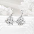 wholesale 925 Sterling Silver Compass Drop Earrings with Cubic Zirconia and Leaf Design Gift for Her-0-1