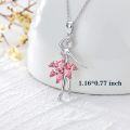 wholesale 925 Sterling Silver Pink Crystal Ballerina Pendant Necklace s for Women-0-3