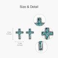 wholesale 925 Sterling Silver Turquoise Stone Cross Stud Earrings for Women and Grandmas-0-4