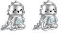 wholesale 925 Sterling Silver Dinosaur Stud Earrings with Cubic Zirconia - Hypoallergenic  for Girls and Women-0-0