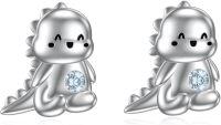 wholesale 925 Sterling Silver Dinosaur Stud Earrings with Cubic Zirconia - Hypoallergenic  for Girls and Women-Dinosaur
