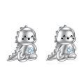 wholesale 925 Sterling Silver Dinosaur Stud Earrings with Cubic Zirconia - Hypoallergenic  for Girls and Women-0-0