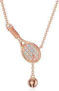 wholesale 925 Sterling Silver Tennis Racket Necklace with Opal and Bell Pendant for Women-0-0