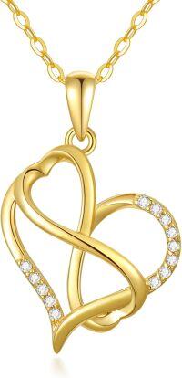 wholesale 14K Gold Infinity Heart CZ Pendant Necklace for Women-Heart Infinity-2
