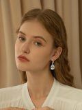 wholesale 925 Sterling Silver Starfish Moonstone Ocean Wave Two Tone Drop Earrings-0-1