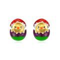 wholesale 925 Sterling Silver Platinum Plated Cute Chick Hatching Easter Egg Enamel Stud Earrings-0-0