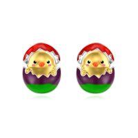 wholesale 925 Sterling Silver Little Chicken Easter Egg Earring-Chicken egg