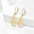 wholesale 14K Gold Solid Teardrop Filigree Drop Earrings with Leverbacks - Fine  for Women-0-1
