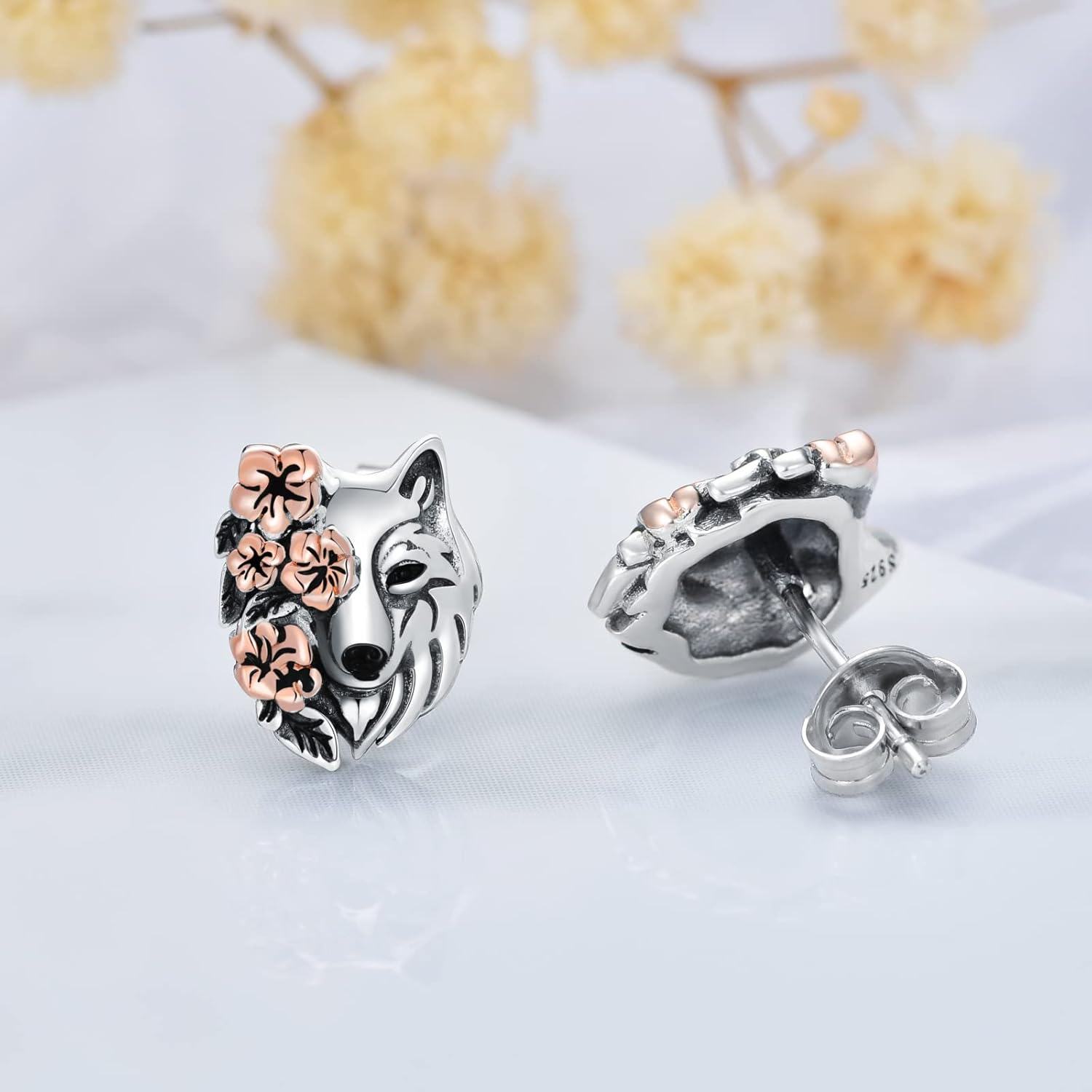  Sterling Silver Hypoallergenic Animal Stud Earrings Cow Dino Hedgehog Turtle Bunny Fish Butterfly Squirrel Cat Dog Gift -0-3