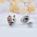 wholesale 925 Sterling Silver Wolf Head Flower Stud Earrings for Women Girls Gifts Jewelry Accessories 4 Colors Available-0-3