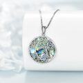wholesale 925 Sterling Silver Tree of Life Pendant with Cats and Shell Necklace-0-3