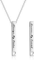 wholesale 925 Sterling Silver Inspirational Engraved Message Vertical Bar Necklace for Women Gifts-0-24