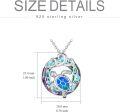 wholesale 925 Sterling Silver Blue Opal Sea Turtle Pendant Necklace for Women-0-3