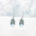 wholesale 925 Sterling Silver Abalone Shell & Moonstone Drop Earrings for Women - Vintage Style Floral Leverback Earings Gifts-0-3
