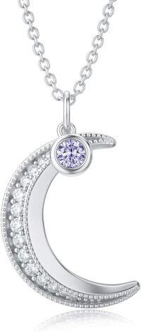 wholesale TOUPOP Moon Jewelry For Women Moon Necklace June Birthstone Sterling Silver Crescent Moon Pendant Necklace June Birthday Christmas Gifts For Women Sister Friend Wife -undefined