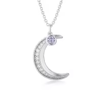 TOUPOP Sterling Silver June Birthstone Moon Pendant Necklace for Women-undefined