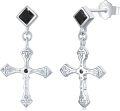 wholesale 925 Sterling Silver Cross Black Onyx Dangle Stud Earrings for Women Gifts-0-0