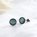 wholesale 925 Sterling Silver Turquoise Stud Earrings - Vintage Gothic Punk Style Jewelry for Women & Men-0-1