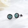 wholesale 925 Sterling Silver Turquoise Stud Earrings - Vintage Gothic Punk Style Jewelry for Women & Men-0-1