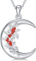 wholesale  Sterling Silver Moon Pendant Birth Flower Necklace for Women -0-20