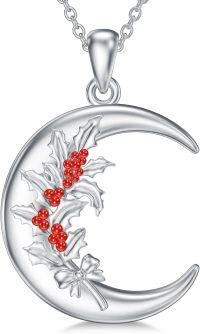 wholesale  Sterling Silver Moon Pendant Birth Flower Necklace for Women -12-Dec-Holly