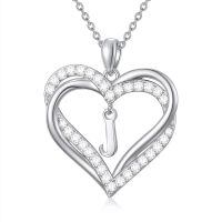 TOUPOP Sterling Silver Heart Initial A-Z Letter Pendant Necklace-undefined