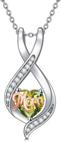 wholesale 925 Sterling Silver Birthstone Mom Necklace Mama Jewelry Gift for Women-08-August