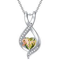 wholesale 925 Sterling Silver Mom Heart Pendant Necklace-08-August