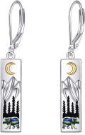 wholesale 925 Sterling Silver Abalone Shell Mountain Moon Bear Dangle Earrings for Skiing Hiking Nature Enthusiasts-0-0