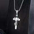 wholesale 925 Sterling Silver Basketball Cross Pendant Necklace  w/Blue Stone & I Can Do All Things Charm-0-3
