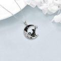 wholesale 925 Sterling Silver Abalone Shell Crescent Moon & Star Black Cat Pendant Necklace for Women Girls - Tree of Life Design Unique Gifts for Cat Lovers (Black)-0-4
