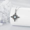 wholesale 925 Sterling Silver Moonstone Celtic Knot Witch's Cross Pendant Necklace for Women - Wicca & Pagan Jewelry-0-2
