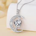 wholesale TOUPOP Diamond April Birthstone Necklace 925 Sterling Silver Moon And Star Pendant Necklace Celtic Moon Diamond Jewelry Anniversary Birthday Christmas Gifts For Women Wife Mom Her -0-3