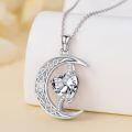 TOUPOP Sterling Silver Diamond Moon Star Pendant Necklace-0-3