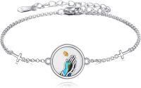 wholesale 925 Sterling Silver Praying Hands with Mustard Seed and Crosses Charm Bracelet - Christian Faith  for Mom-02-Prayer Bracelet