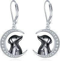 wholesale 925 Sterling Silver Moonstone Rabbit and Fox Drop Earrings for Women-B-Dog And Cat