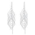 wholesale 925 Sterling Silver Threader Earrings with Rhombus Design Dangle Drop Chain Charms Gifts for Women-0-0