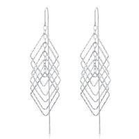wholesale 925 Sterling Silver Threader Earrings with Rhombus Design Dangle Drop Chain Charms Gifts for Women-Rhombus