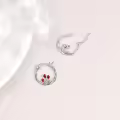 wholesale 925 Sterling Silver Red Tulip Flower Hypoallergenic Small Hoop Earrings Wholesale for Women Girls-0-2