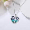 wholesale 925 Sterling Silver Heart-Shaped Tree of Life Pendant Necklace with Blue and Green Enamel & Cubic Zirconia - Mother Daughter Family Tree s for Mom/Daughter/Wife-0-3