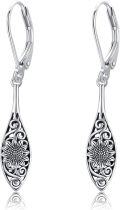 wholesale 925 Sterling Silver Drop Earrings with Sunflowers and Scrollwork Design-0-0