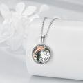 wholesale 925 Sterling Silver Dolphin Pendant with Green Agate Gemstone Necklace s for Women-0-3