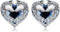 wholesale 925 Sterling Silver Blue Crystal Heart Celtic Knot Wolf Stud Earrings for Women-0-0