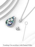 wholesale TOUPOP Teardrop Cremation Jewelry For Ashes Sterling Silver 12 Month Birth Flower Urn Necklace W/funnel Filler Memorial Keepsake Jewelry For Women -0-6