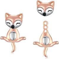 wholesale 925 Sterling Silver Hypoallergenic Yoga Fox Stud Earrings for Women Girls-Fox