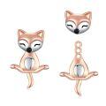 wholesale 925 Sterling Silver Hypoallergenic Yoga Fox Stud Earrings for Women Girls-0-0