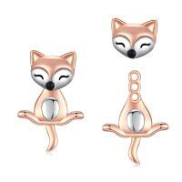 wholesale 925 Sterling Silver Hypoallergenic Yoga Fox Stud Earrings for Women Girls-Fox
