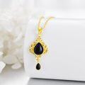 wholesale 925 Sterling Silver Black Onyx Filigree Teardrop Pendant Necklace with Chain 45cm Length-0-4